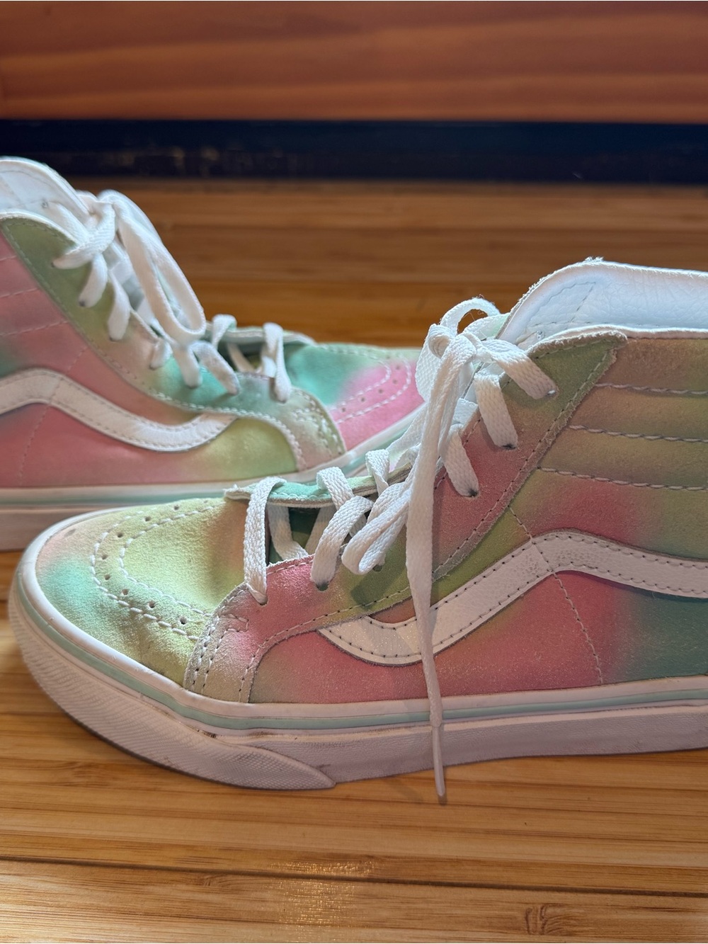 Vans Kids High-Top Sneakers in Pastel Pink, Green, Blue
